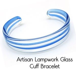 NEW Handmade Artisan Lampwork GLASS Cuff Bracelet